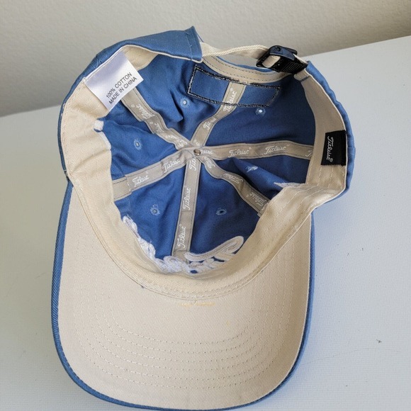 Titleist FootJoy FJ Golf Strapback Hat Cap Logo Blue Tan Adjustable Men - Picture 6 of 10